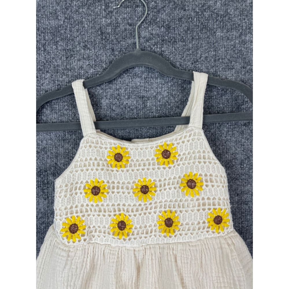 btween Sunflower Crochet Gauze Dress Toddler Girls 3T Cream Boho - Picture 2 of 10